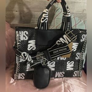 NEW Steve Madden Black Tote Handbag